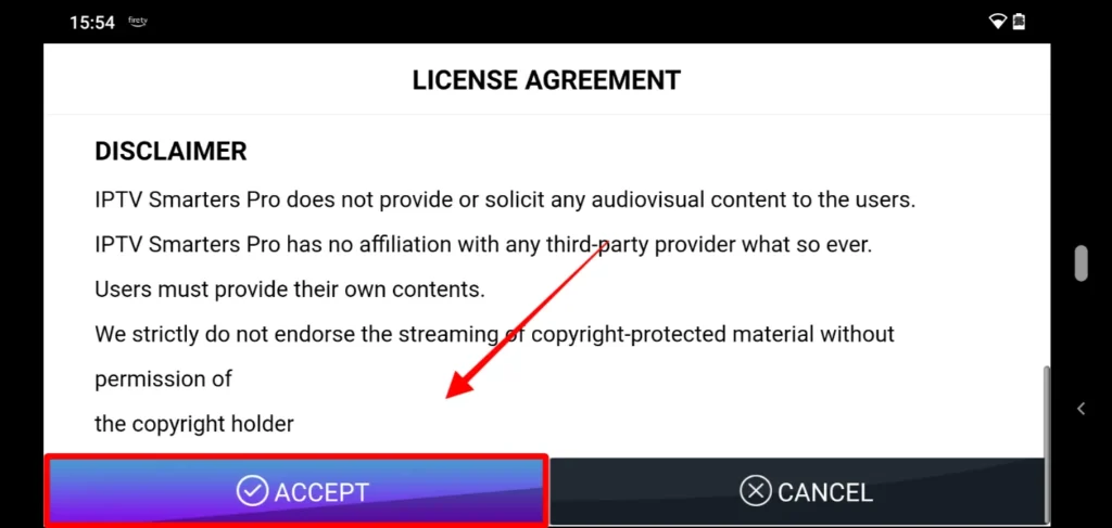 Handleiding: IPTV Smarters Pro instellen op je Samsung of LG Smart TV 4 IPTV Smarters Pro License Agreement